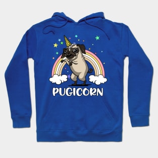 Pugicorn Funny Unicorn Pug Fantasy Rainbow Hoodie